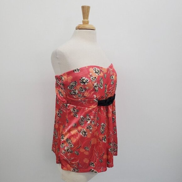 Torrid Womens Pink Floral Tube Top Plus Size 1X Elastic Back Missing Straps - Picture 2 of 12